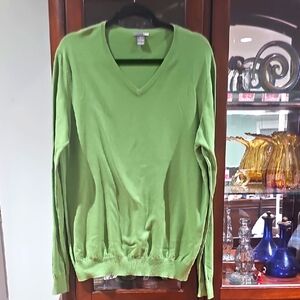 H&M V-Neck Long Sleeves  Sweater Green Size Large